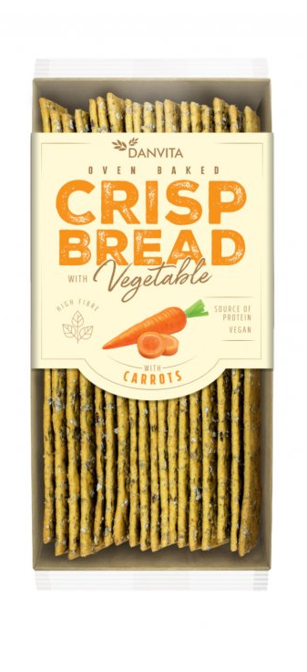 Crisp Bread Wheat Carrots - Křehký pšeničný chléb s mrkvovou příchutí 130g Danvita