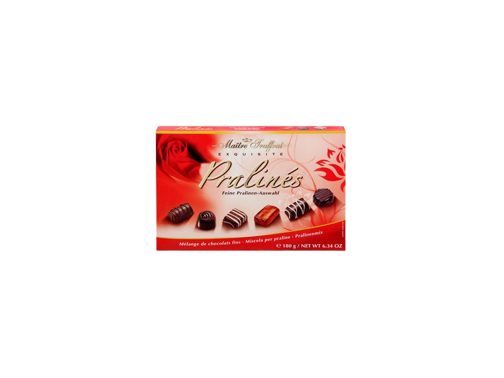 Bonboniéra Maitre Truffout Pralines - Mix čokoládových pralinek Červená růže 180g