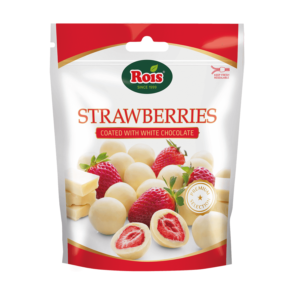 Rois Strawberries - lyofilizované jahody v belgické bílé čokoládě 100g