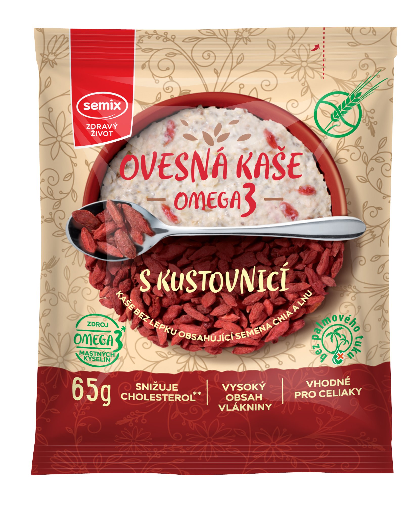 Semix Ovesná Kaše Omega3 s kustovnicí bez lepku 65g