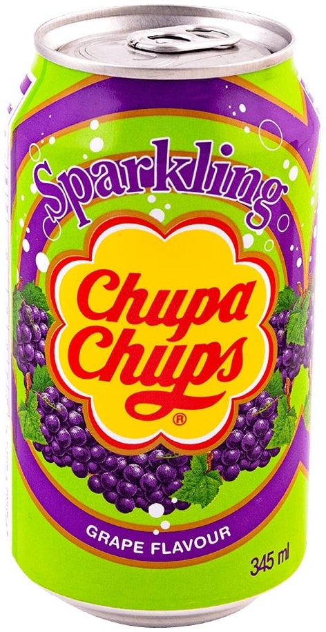 Chupa Chups sparkling Grape Flavour - sycená limonáda s příchutí hroznového vína 345 ml