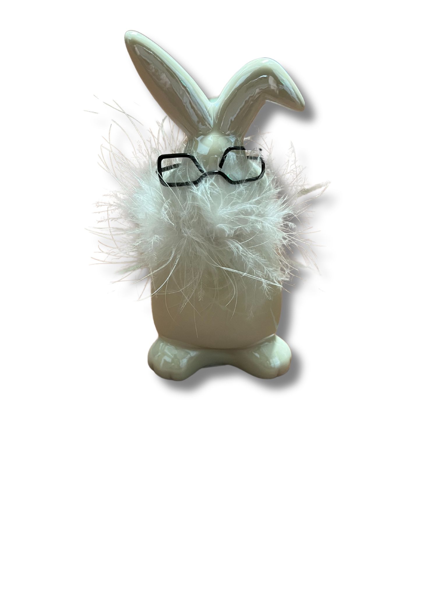 Keramický zajíček bílý s brýlemi 1ks