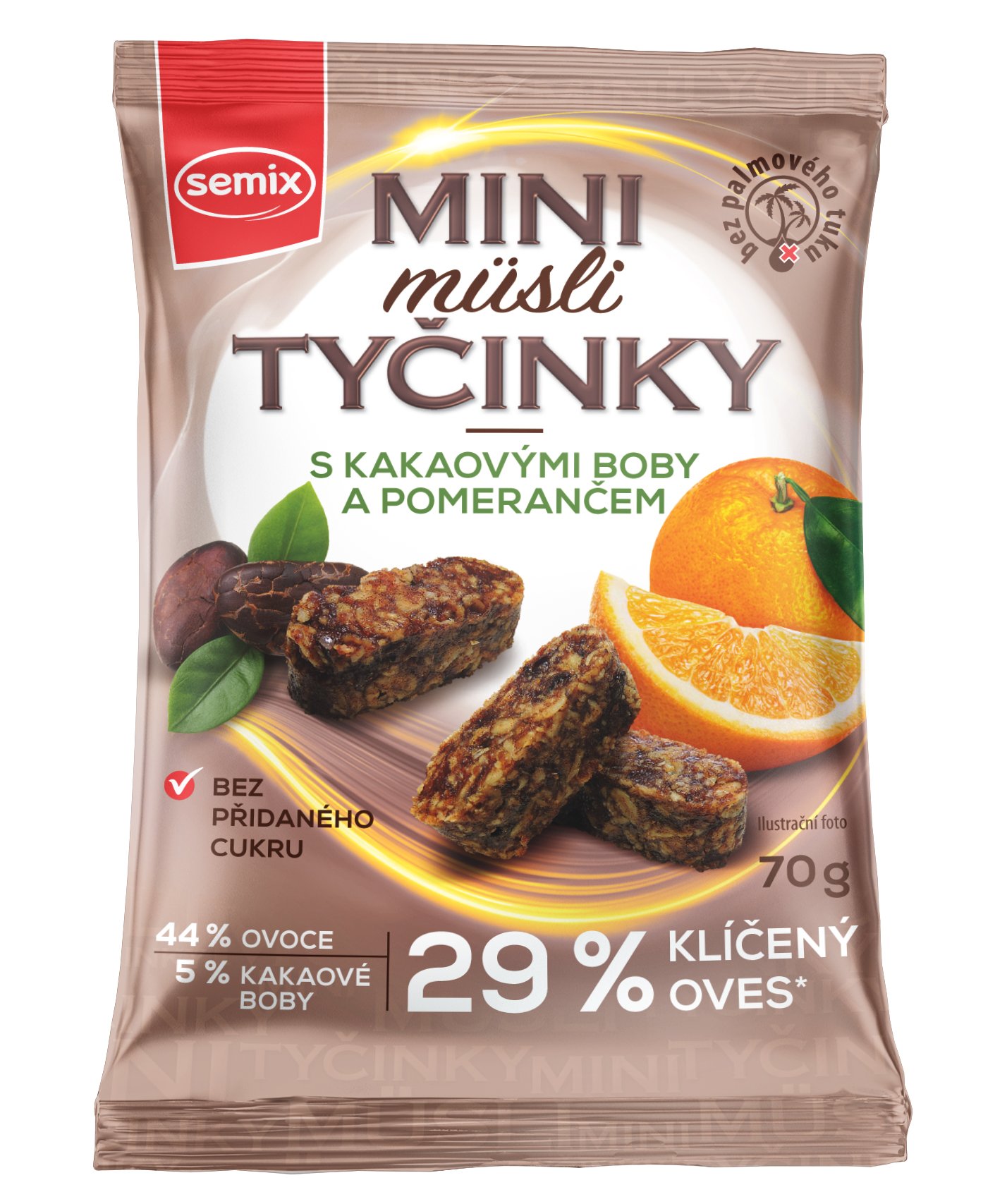 Semix Mini Musli tyčinky s kakaovými boby a pomerančem bez lepku 70g