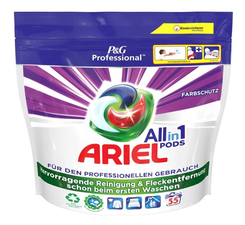 Ariel Professional gelové kapsle All-in-One Color 55 dávek