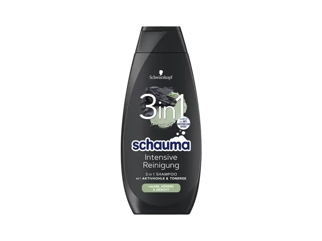 Schauma Men posilující šampon na vlasy 3v1 s aktivním uhlím 400 ml