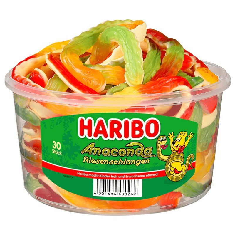 Haribo Riesenschlange - želé bonbony velcí hadi - dóza 30ks - 1200g