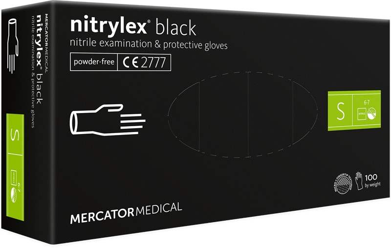 Mercator Medical Rukavice nitrilové nepudrované černé S 100ks