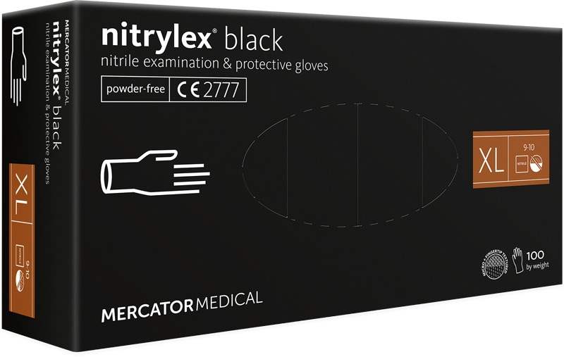 Mercator Medical Rukavice nitrilové nepudrované černé XL 100ks