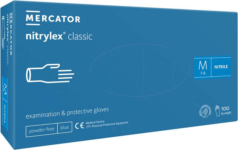 Mercator Medical Nitrylex Classic Rukavice nitrilové nepudrované modré M 100ks