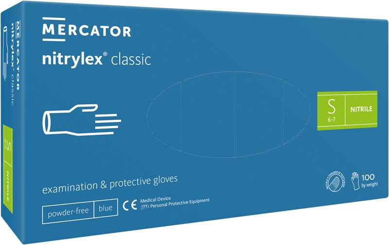 Mercator Medical Nitrylex Classic Rukavice nitrilové nepudrované modré S 100ks