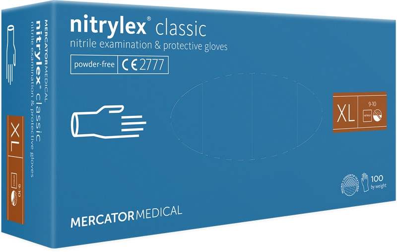 Mercator Medical Nitrylex Classic Rukavice nitrilové nepudrované modré XL 100ks