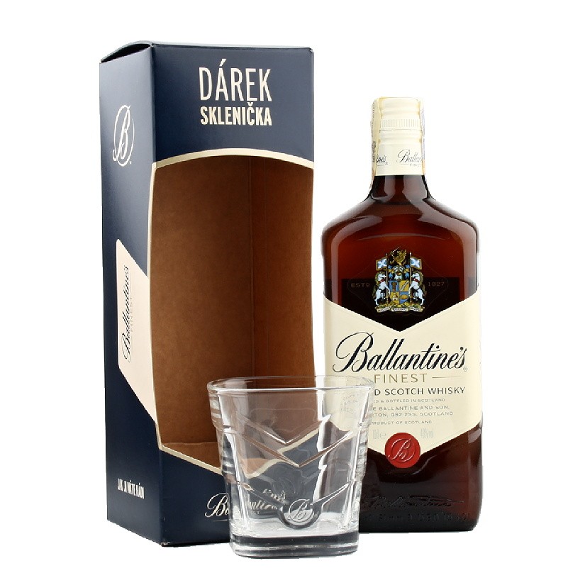 Ballantines box+sklo 0.7L 40% (dárkové balení 1 sklenička)