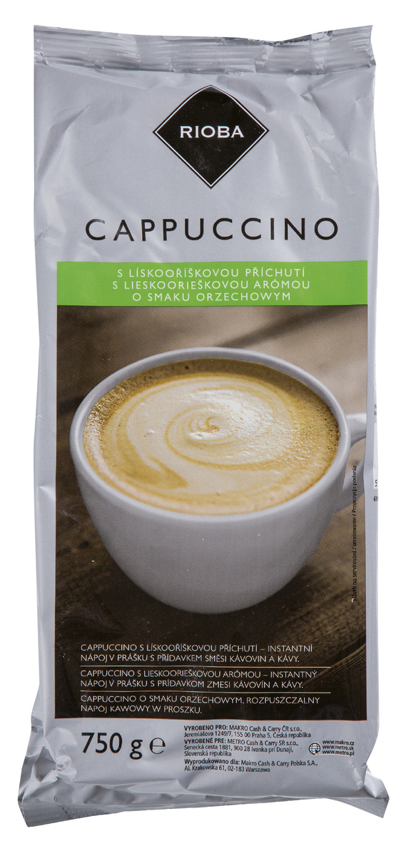 Káva Rioba Cappuccino lískový ořech 750g