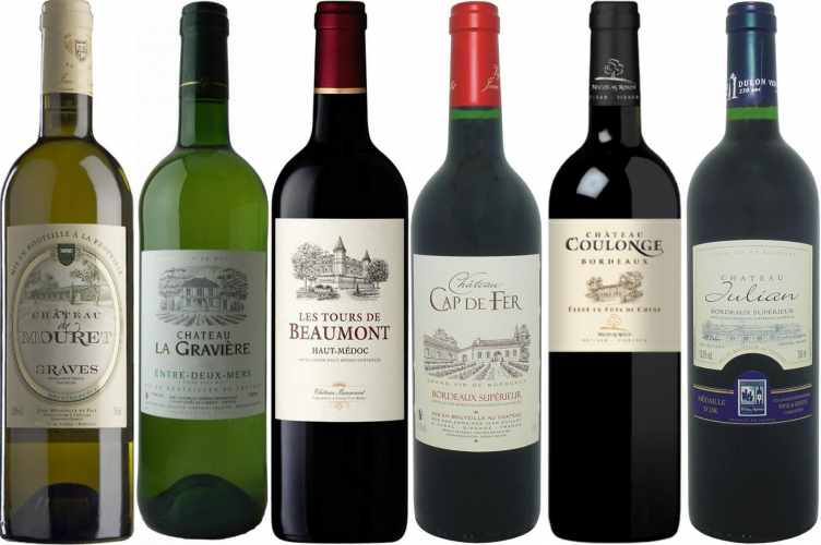 Bordeaux Blanc Et Rouge kolekce 6x 0,75l (dřevěná kazeta)