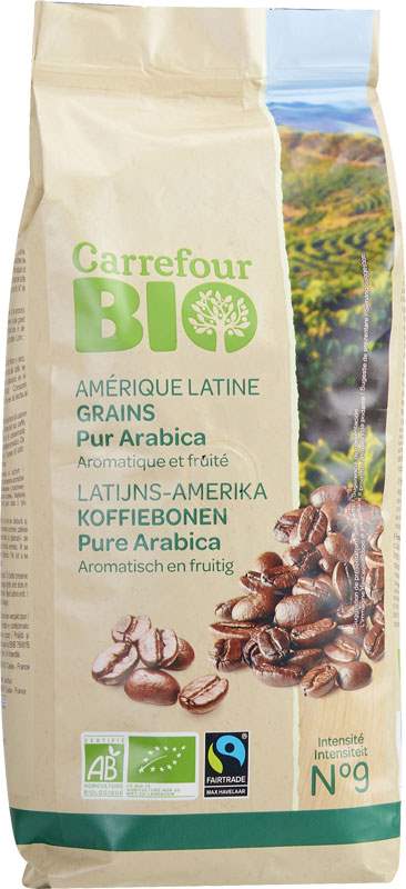 Káva Carrefour BIO 100% Arabica z Jižní Ameriky - zrnková 500g