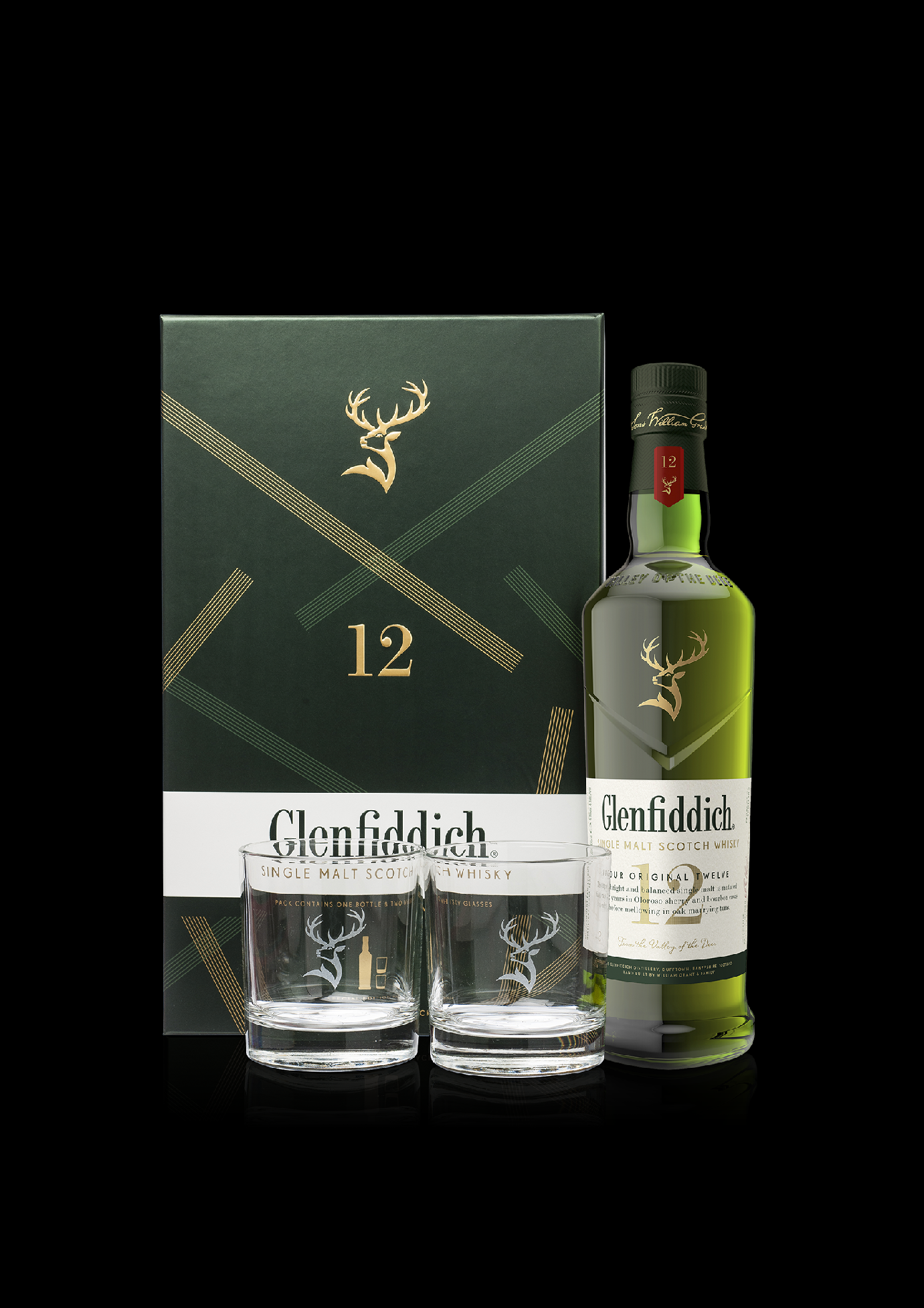 Glenfiddich 12y 40% 0,7 l (dárkové balení 2 skleničky)