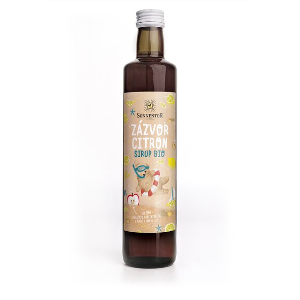 BIO Zázvor Citron sirup - ovocný nápojový koncentrát bez přidaného cukru 0,5l SONNENTOR