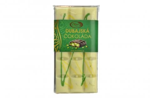 Luxusní dubajská bílá čokoláda - pistácie 43%, originál řecké těsto KATAIFI, 95g - ruční výroba