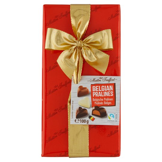 Belgian Pralines Srdce - Směs pralinek ve tvaru srdce 100g Maitre Truffout minimální trvanlivost do 13/4/25
