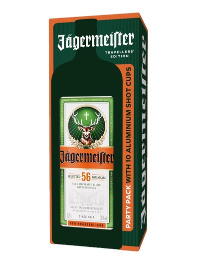 Jagermaister Party 35% 1,75 l (dárkové balení pumpička + 2 skleničky)