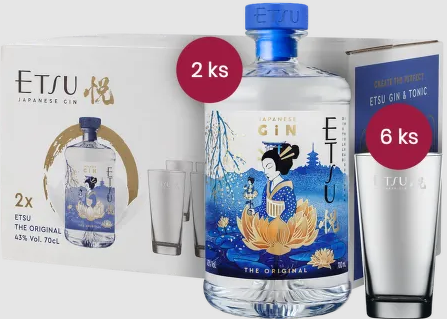 Etsu Japanese gin pack 2 x 0,70l + 6 x tumbler sklenice 43%