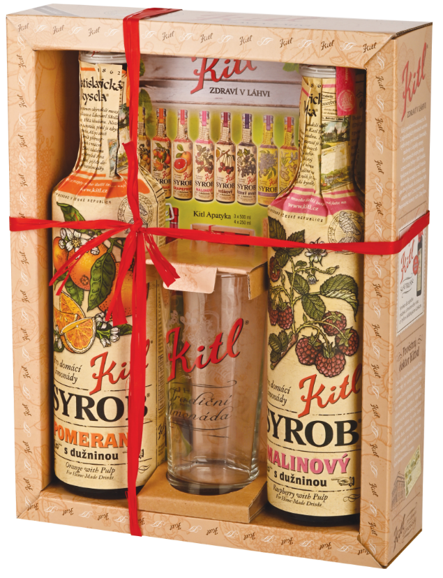 Kitl Syrob Pomeranč a Malina 2x0,5l Kazeta se skleničkou