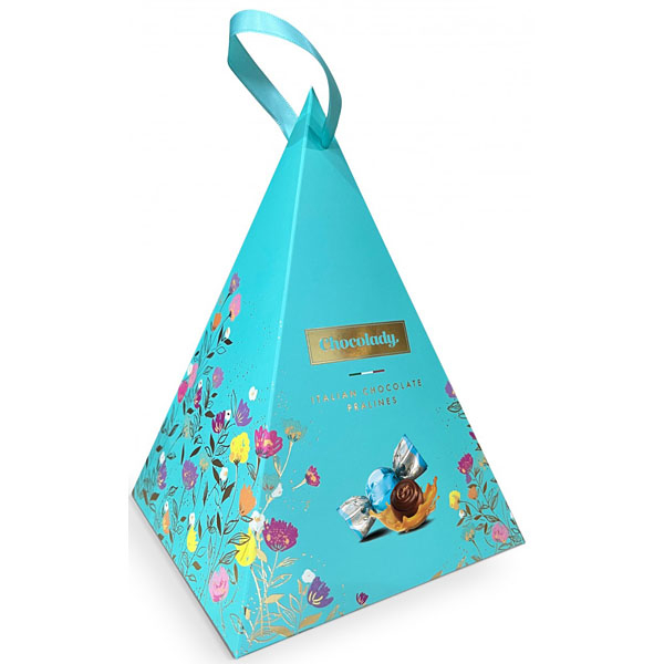 CHOCOLADY blue caramello modrá pyramida - mix čokoládových pralinek s karamelovou přích.130g