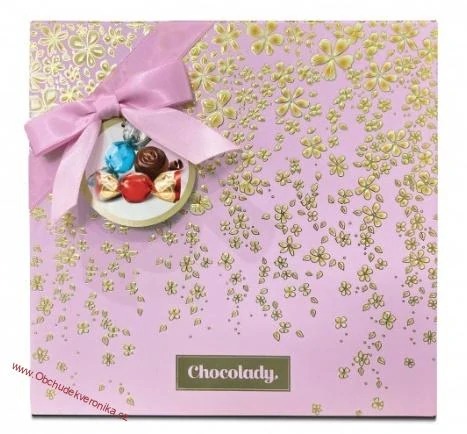 CHOCOLADY Romantico giftbox růžový - mix pralinek z mléčné čokolády 200g