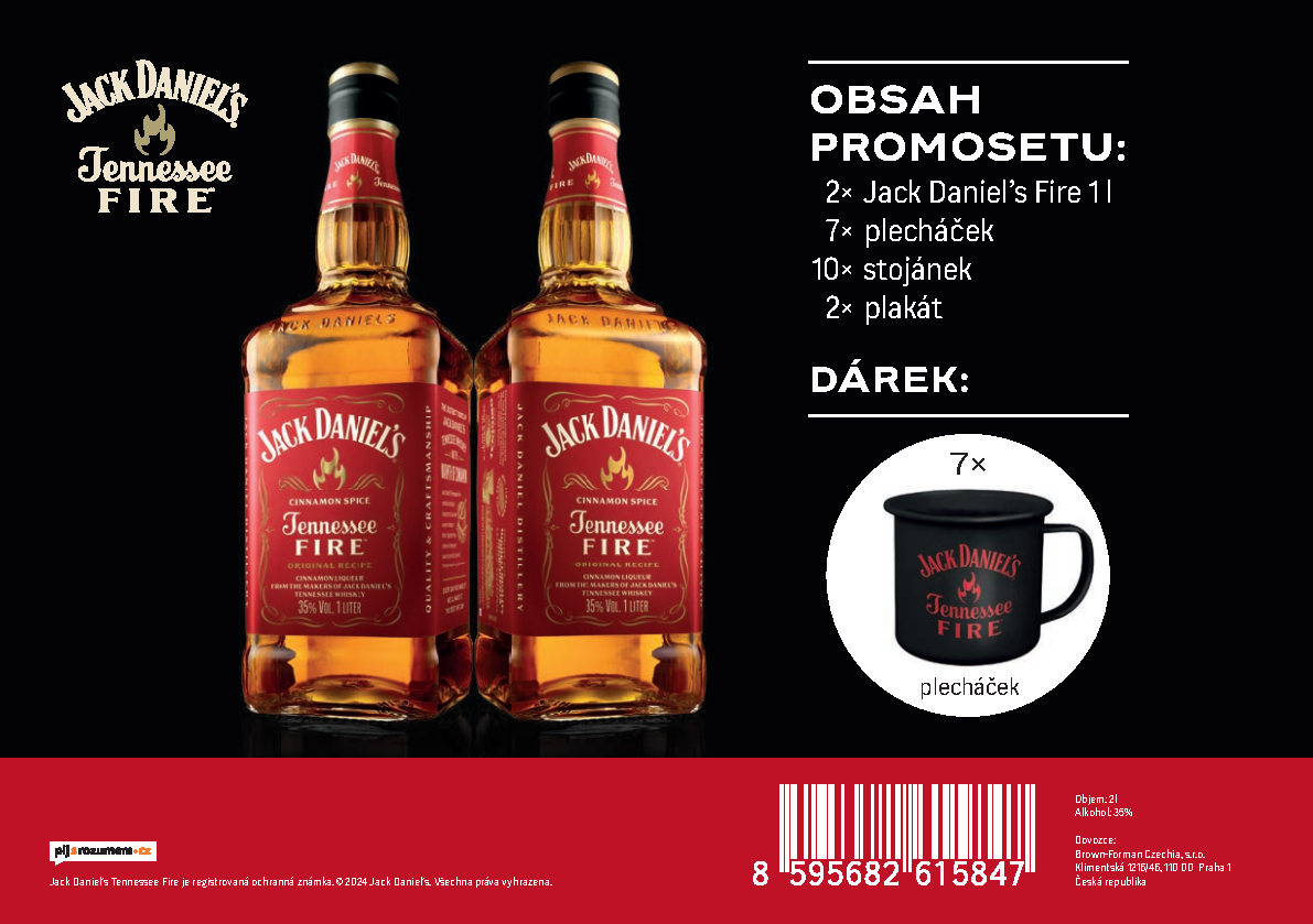 Jack Daniels Jack Daniel's Fire set 35% 2x1l + plecháčky a plakáty