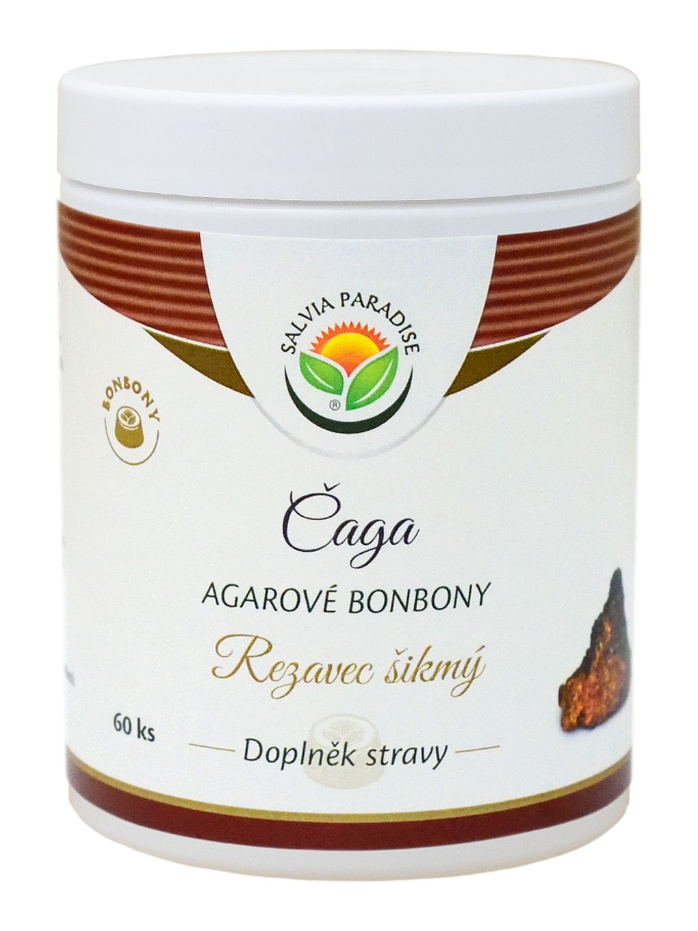 Čaga – rezavec šikmý agarové bonbony 60 ks Salvia Paradise