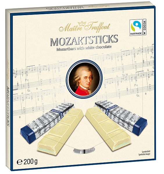 Mozartsticks White Chocolate - Mozartovy tyčinky z bílé čokolády 200g Maitre Truffout minimální trvanlivost do 13/9/25