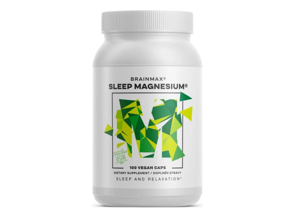 BrainMax Sleep Magnesium®, 320 mg, 100 rostlinných kapslí (Hořčík, GABA, L-theanin, Vitamín B6, šťáva z višně)