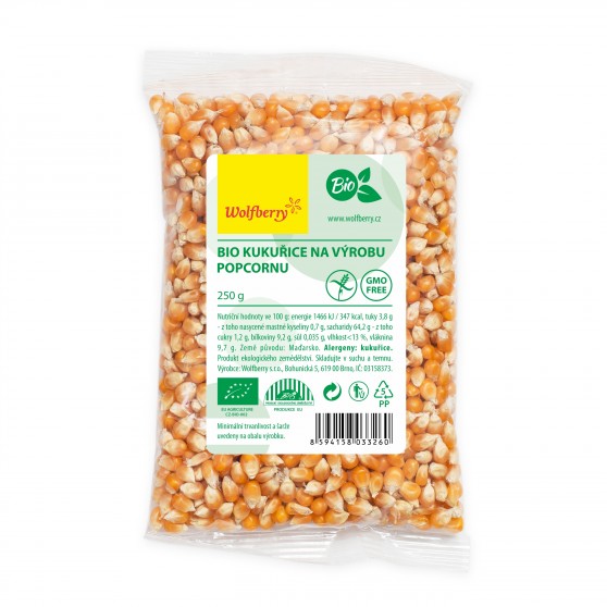 BIO Kukuřice na popcorn 250g Wolfberry