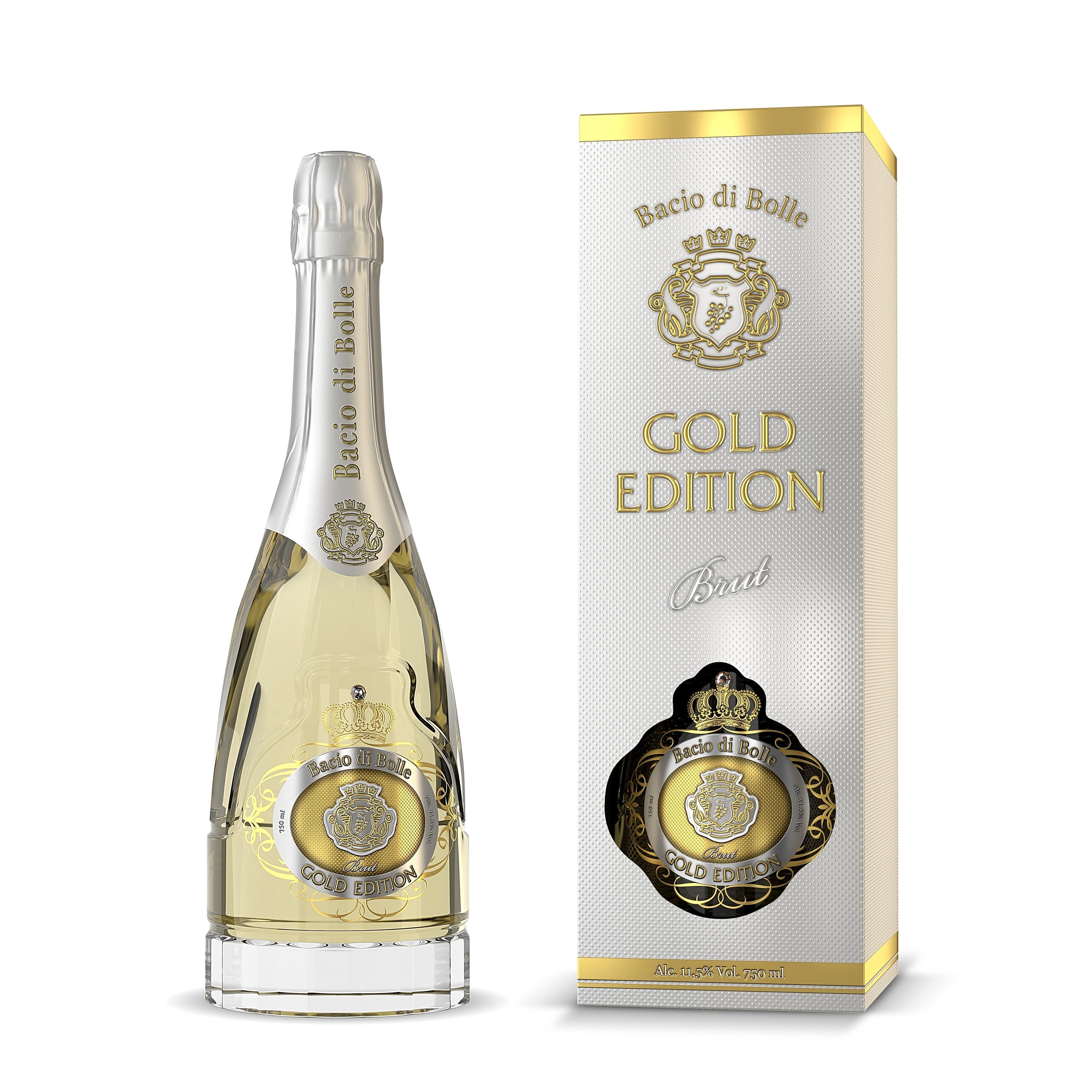 Bacio Di Bolle Gold Edition - bílé šumivé suché víno obsahující malé částečky zlata 0,75l