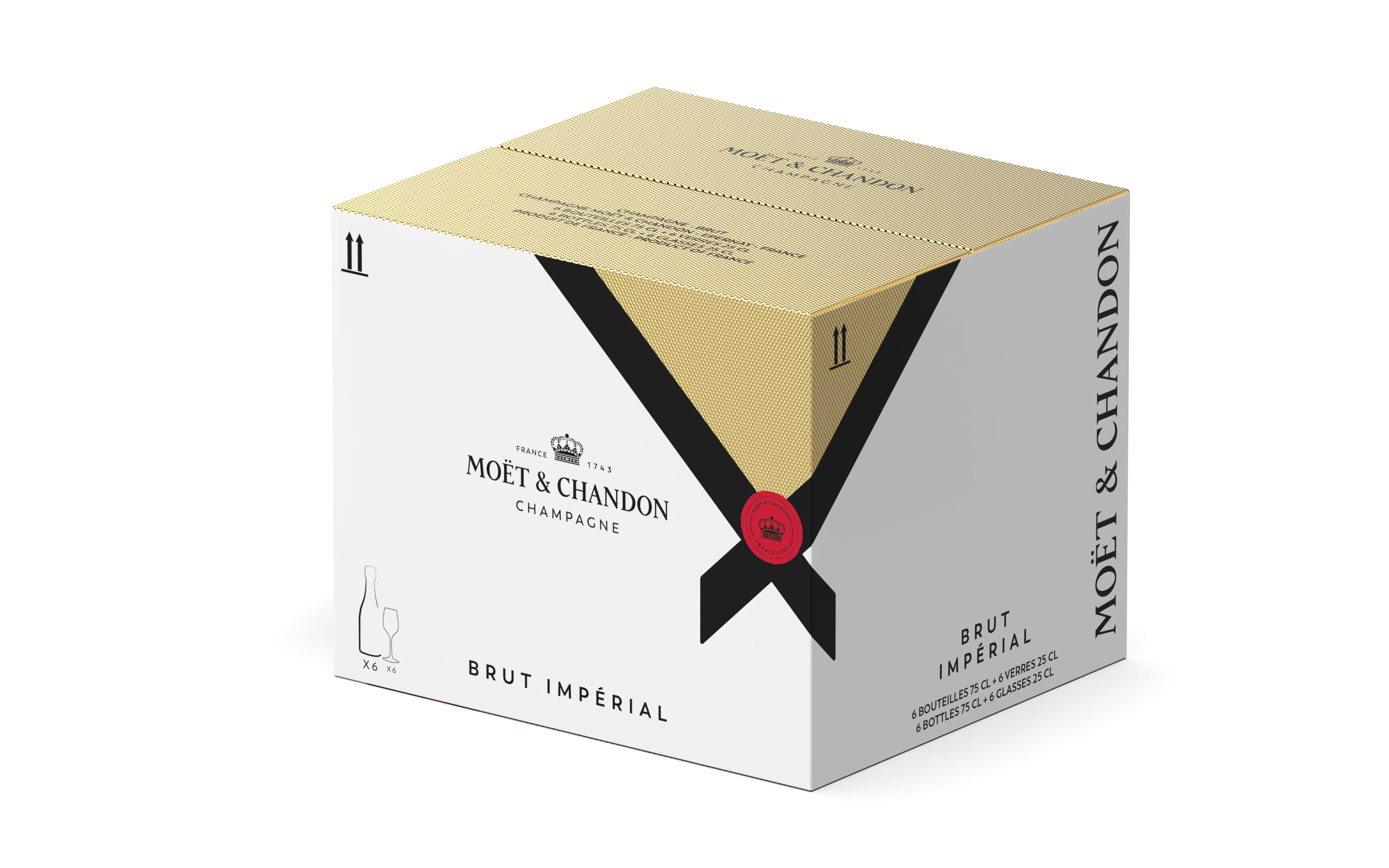 Moët & Chandon Impérial Brut 6x0,75 l (dárkové balení 6 skleniček)