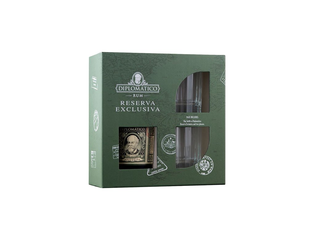 Diplomatico Reserva Exclusiva 12y 40% 0,7 l (dárkové balení 2 sklenice)