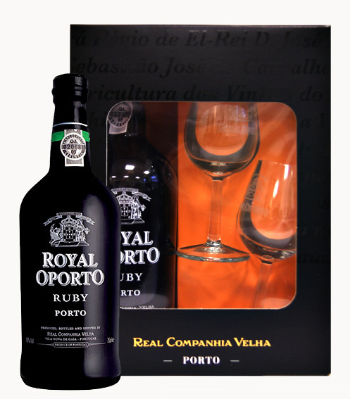 Real Companhia Velha Royal Oporto Ruby - dárkové balení se skleničkami,0,75l