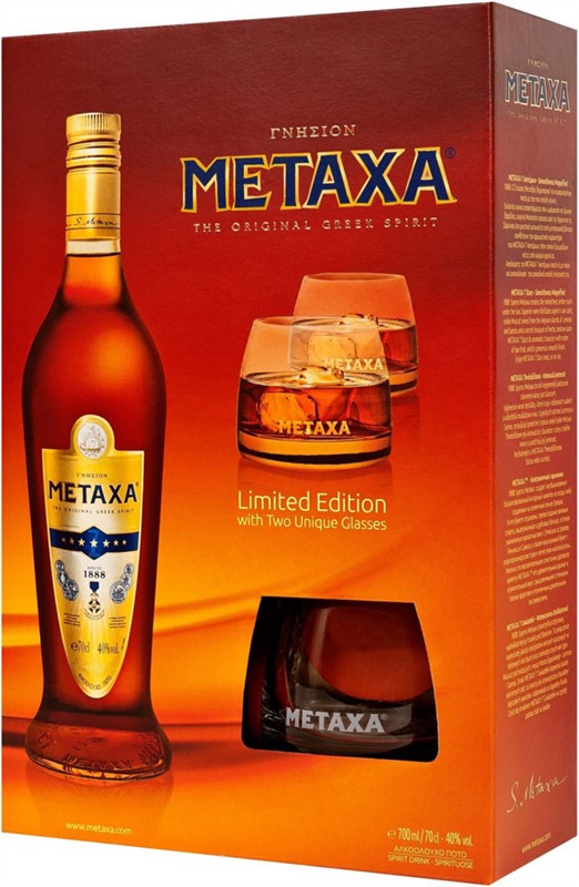 Metaxa 7* 0,7 l (dárkové balení 2 skleničky)