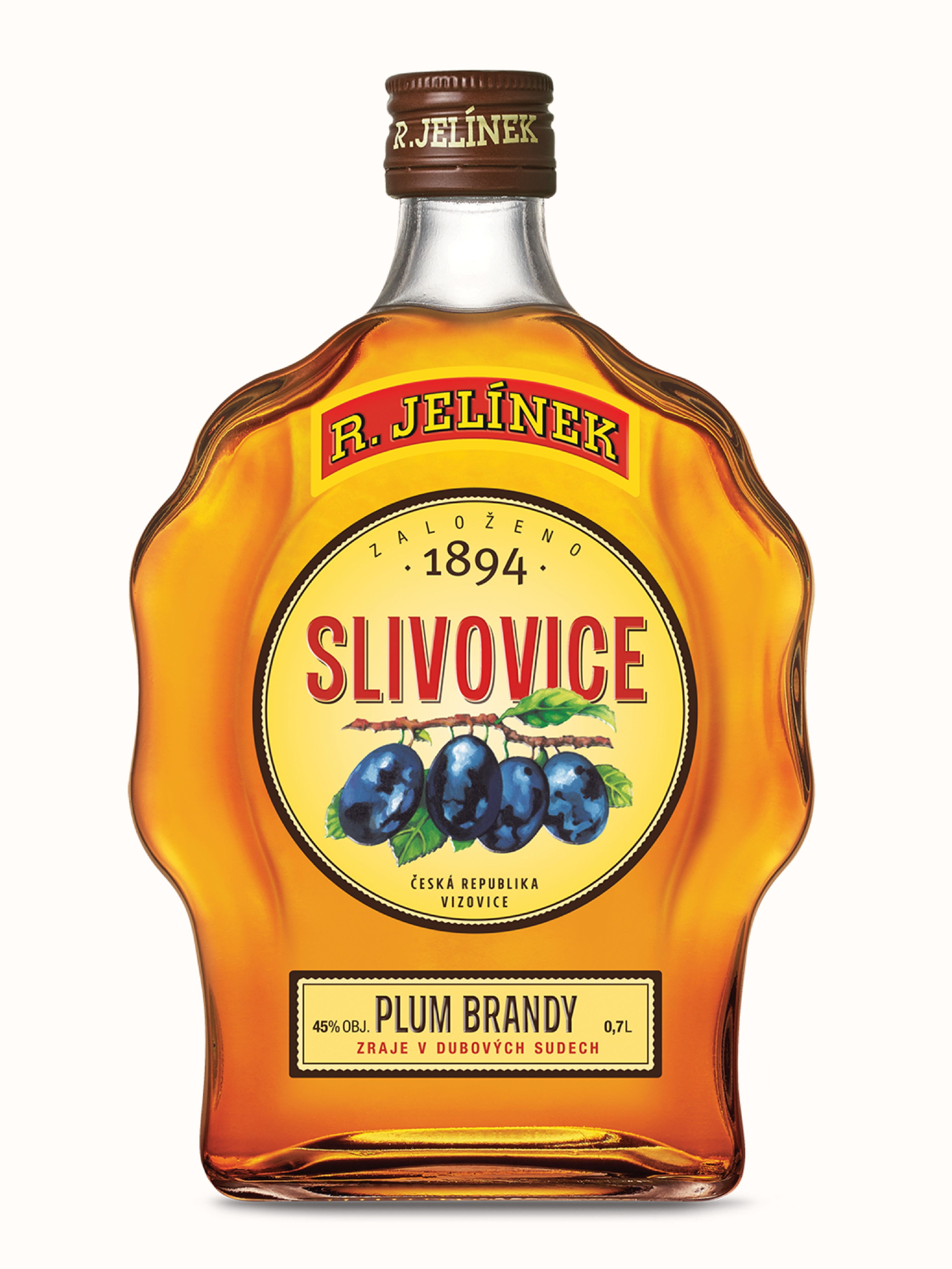 Rudolf Jelínek Slivovice gold budik 45% 0,7 l (holá láhev)