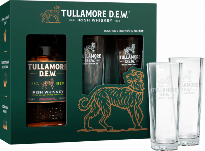 TULLAMORE DEW +2X SKLO 40% 0,7l (Karton + 2 skleničky)