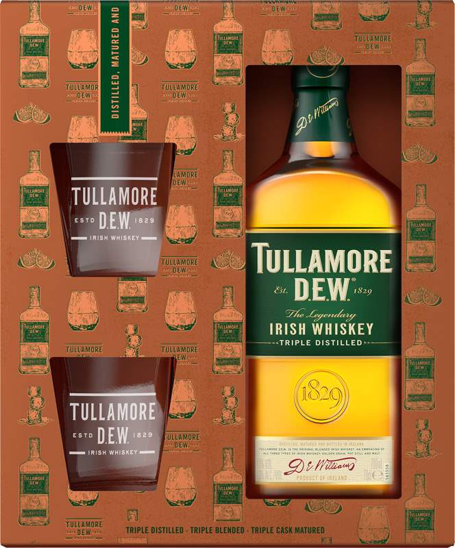 Tullamore D.E.W. + 2 skla 40% 0,7l (dárkové balení 2 sklenice)