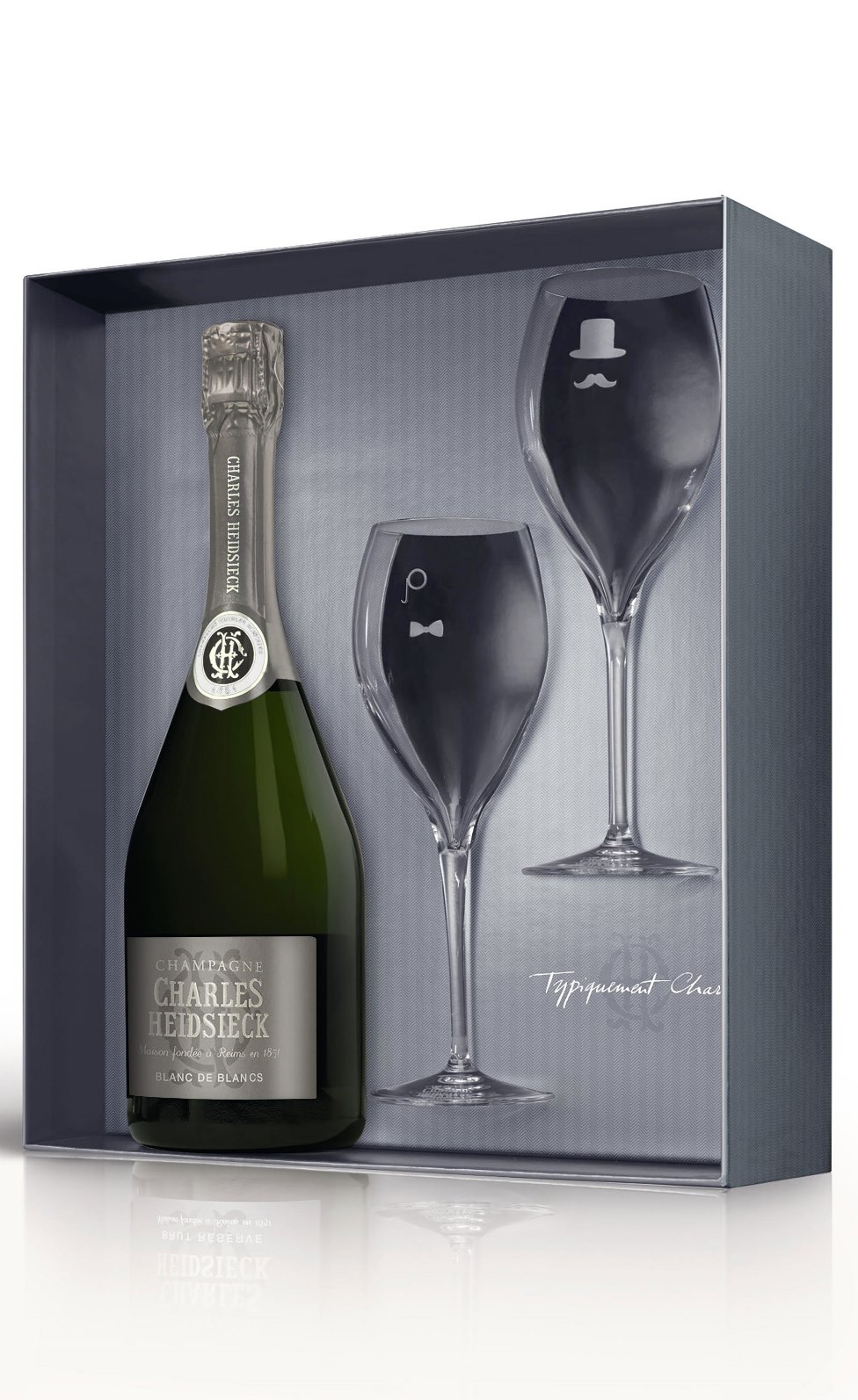 Champagne Charles Heidsieck Blanc de blanc dárkový set se skleničkami 0,75 l