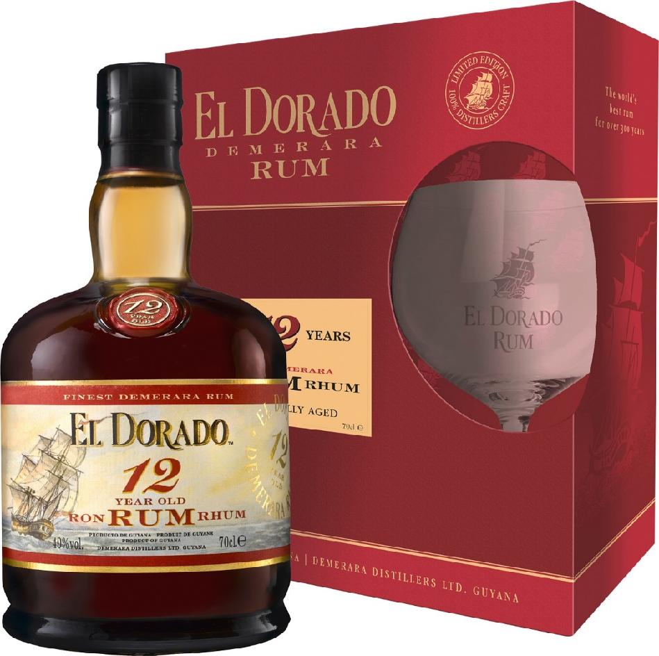 El Dorado 12y 40% 0,7 l (dárkové balení 1 sklenička)