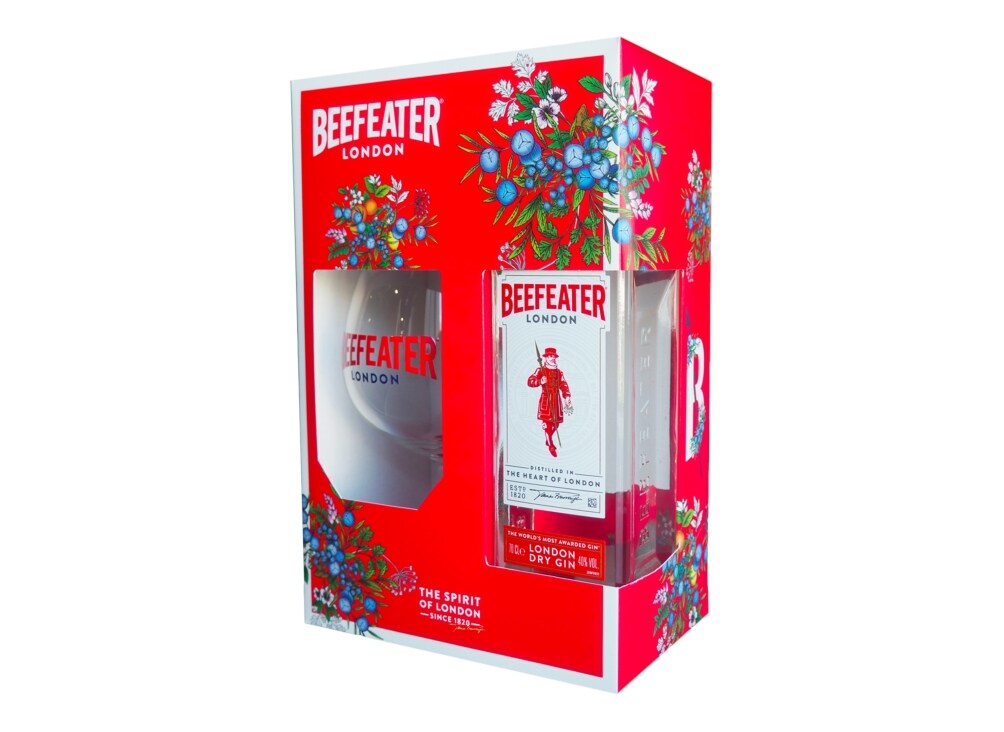 Beefeater Gin 40% 0,7 l (dárkové balení 1 sklenička)