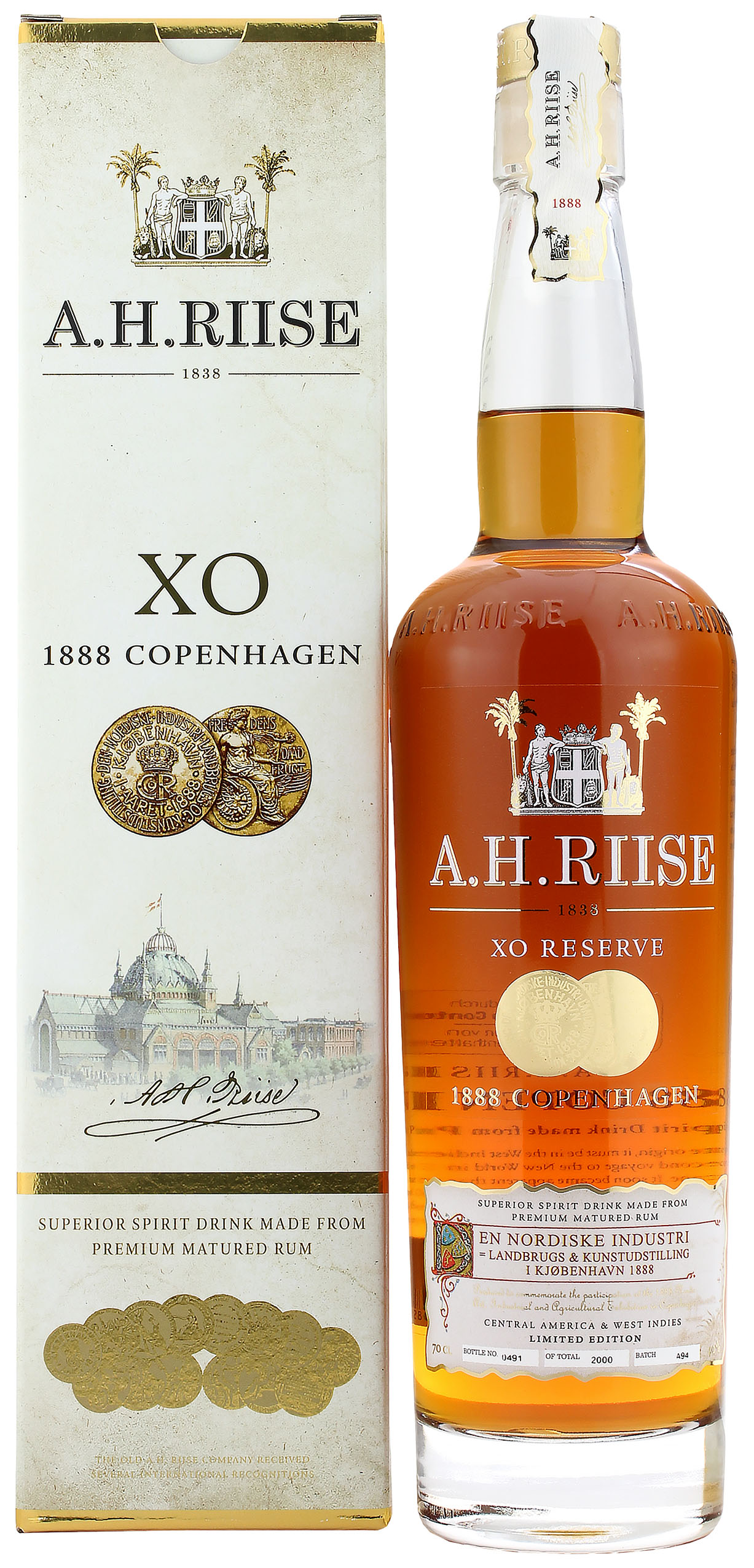 A. H. Riise 1888 Copenhagen Gold Medal Rum 40% 0,7 l (holá láhev)