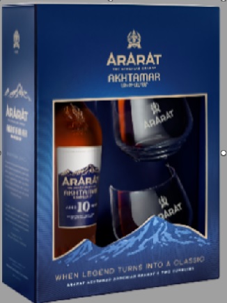 Ararat 10YO Akhtamar 40% 0.7L (dárkové balení s 2 sklenicemi)