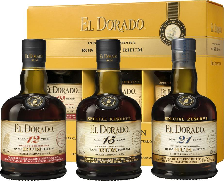 Dárková sada El Dorado 12y, 15y a 21y 3x 42% 1,05l (holá láhev)