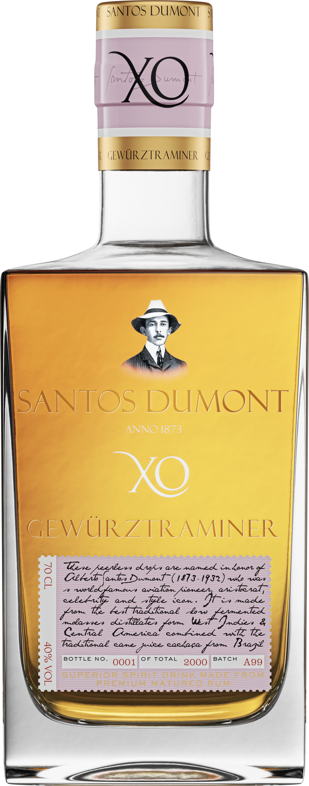 Rum Santos Dumont XO Gewürztraminer 40% 0,7l (holá láhev)