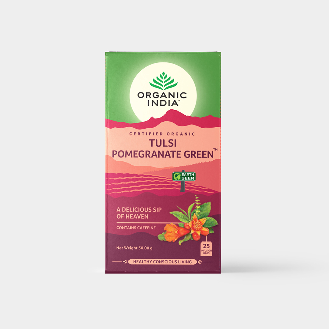 BIO Čaj Tulsi Pomegranate Green - Zelený čaj s granátovým jablkem 25 sáčků Organic India