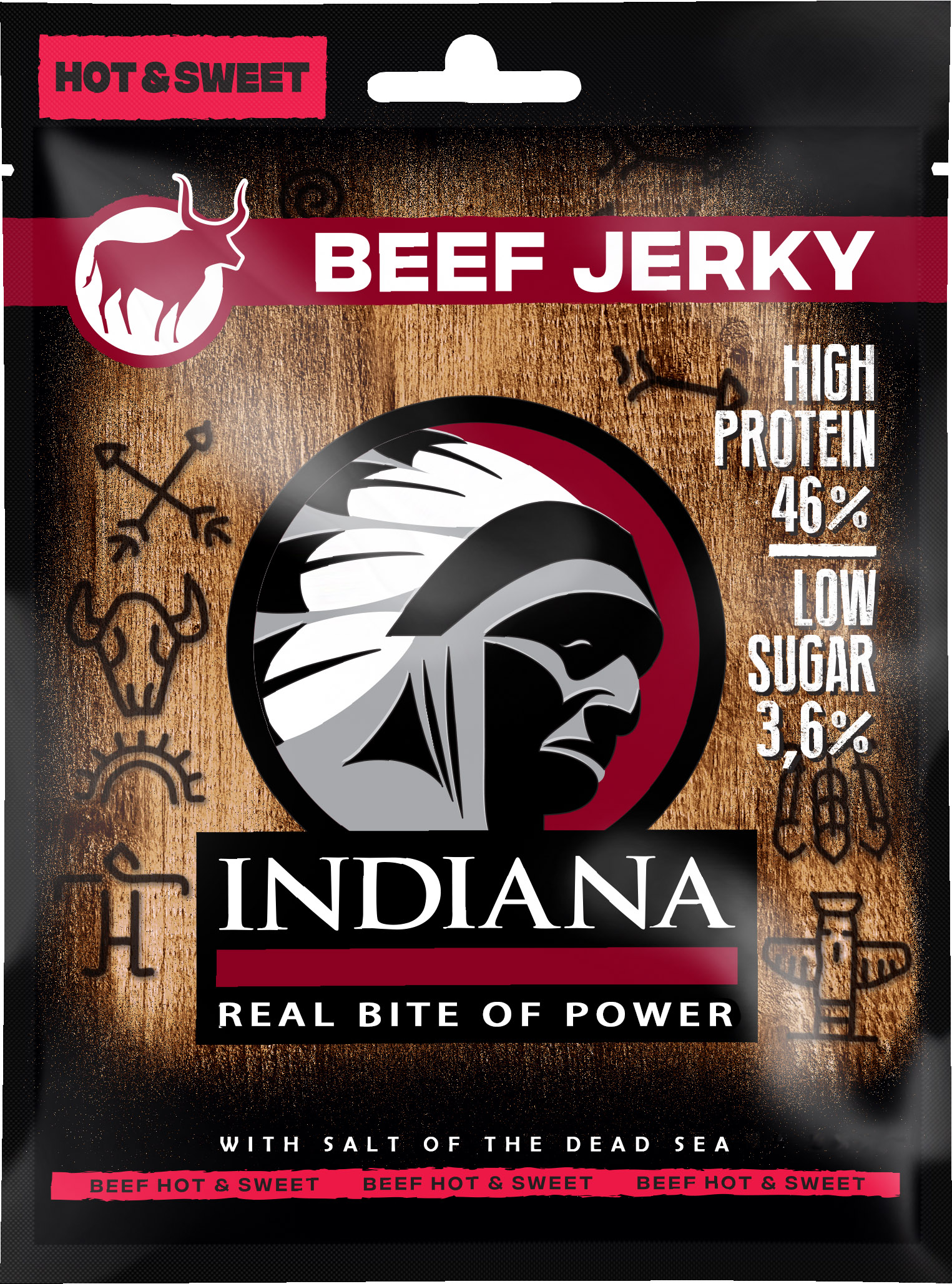 Iindiana Indiana Jerky Beef Hot & Sweet - Hovězí sušené maso s Chilli 25g